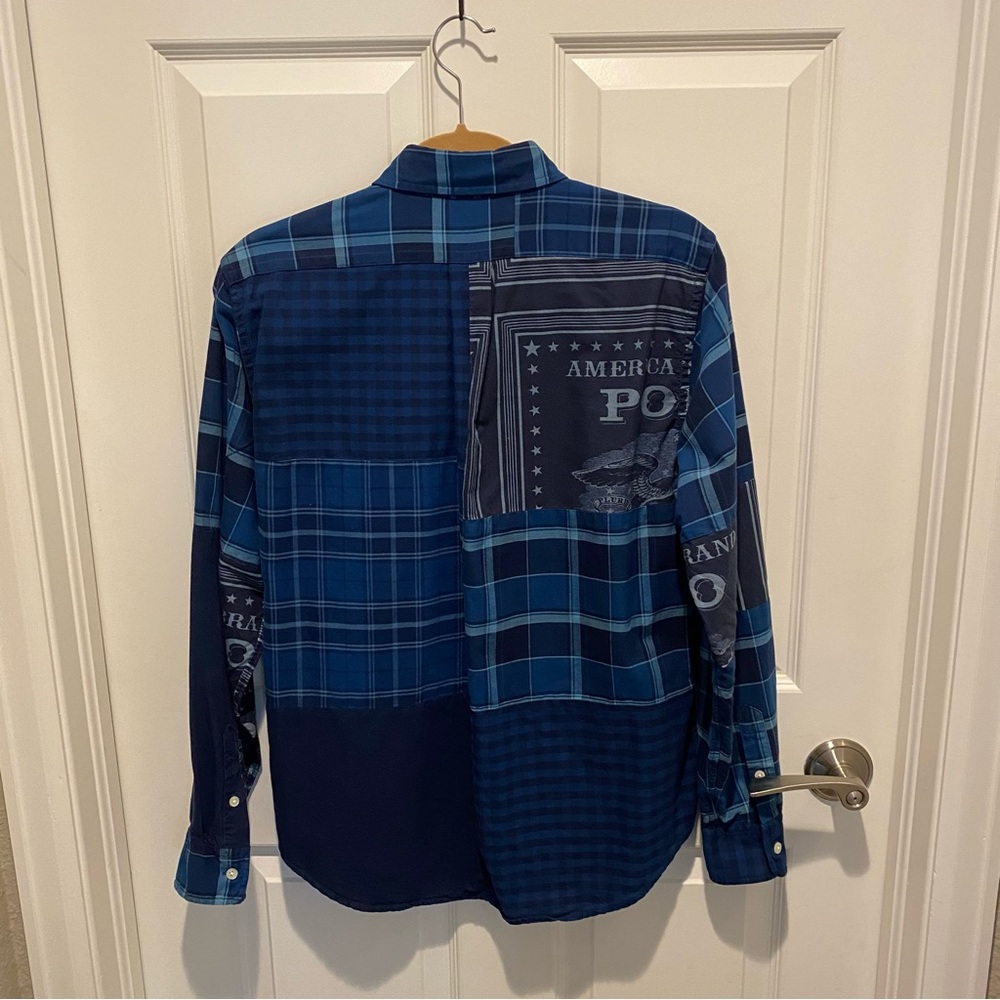 Polo Ralph Lauren Blue Patchwork Button Down Shirt - Picture 3 of 4
